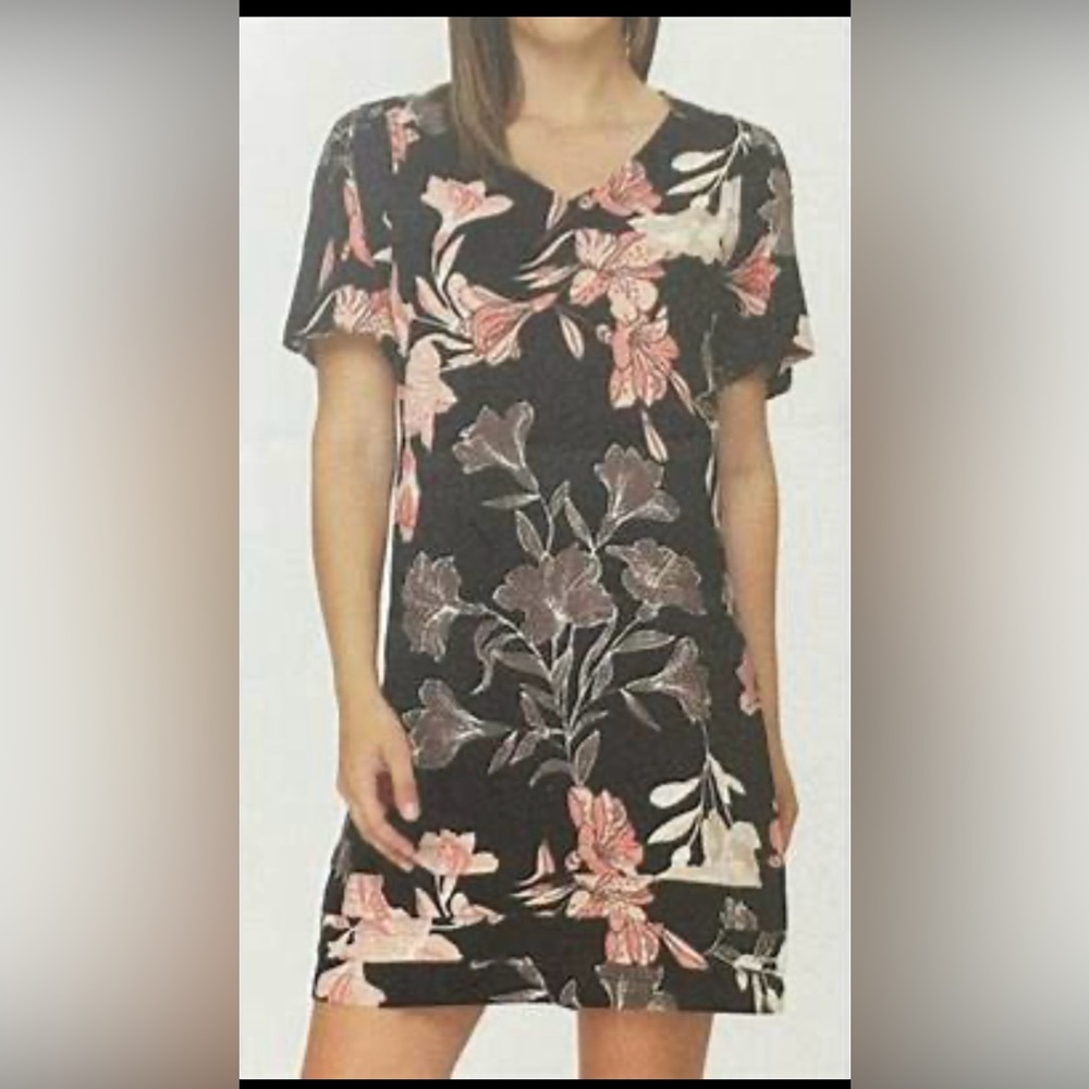 Nicole Miller Original Floral V-Neck Dress XXL